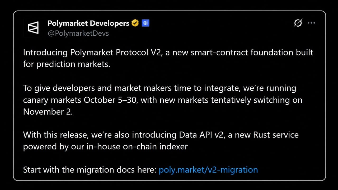 Polymarket Begins Live Testing of Protocol V2 Smart Contract Overhaul