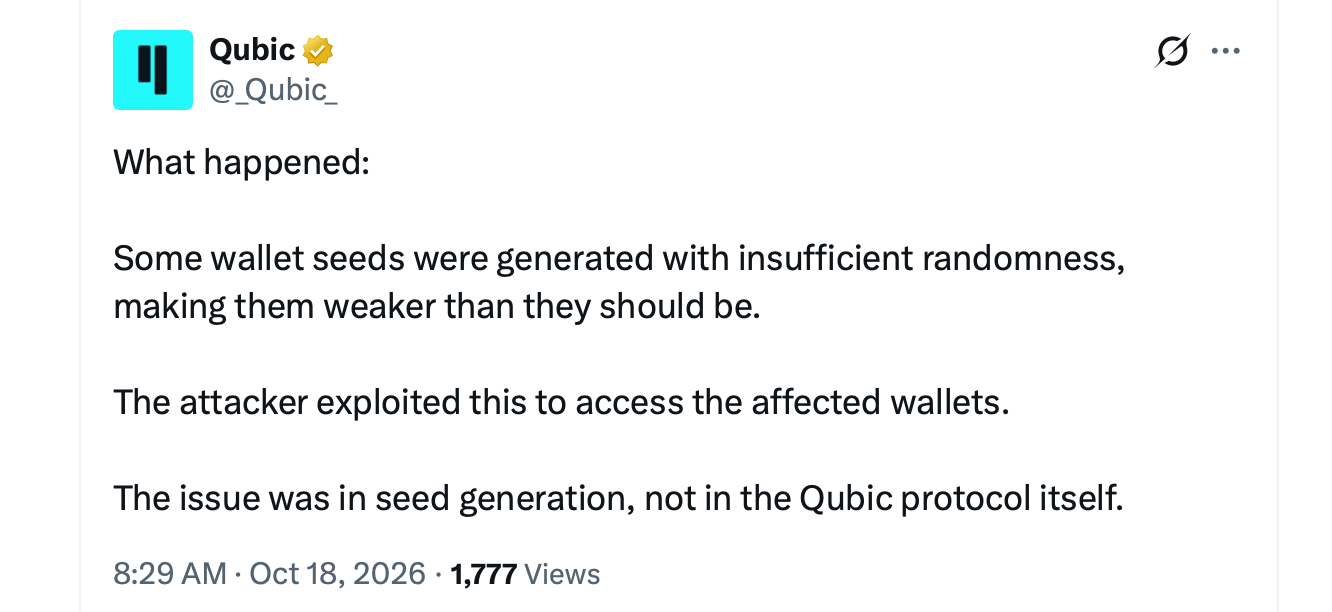 Qubic Loses $1.3 Million in Wallet Raid Before Network Halts