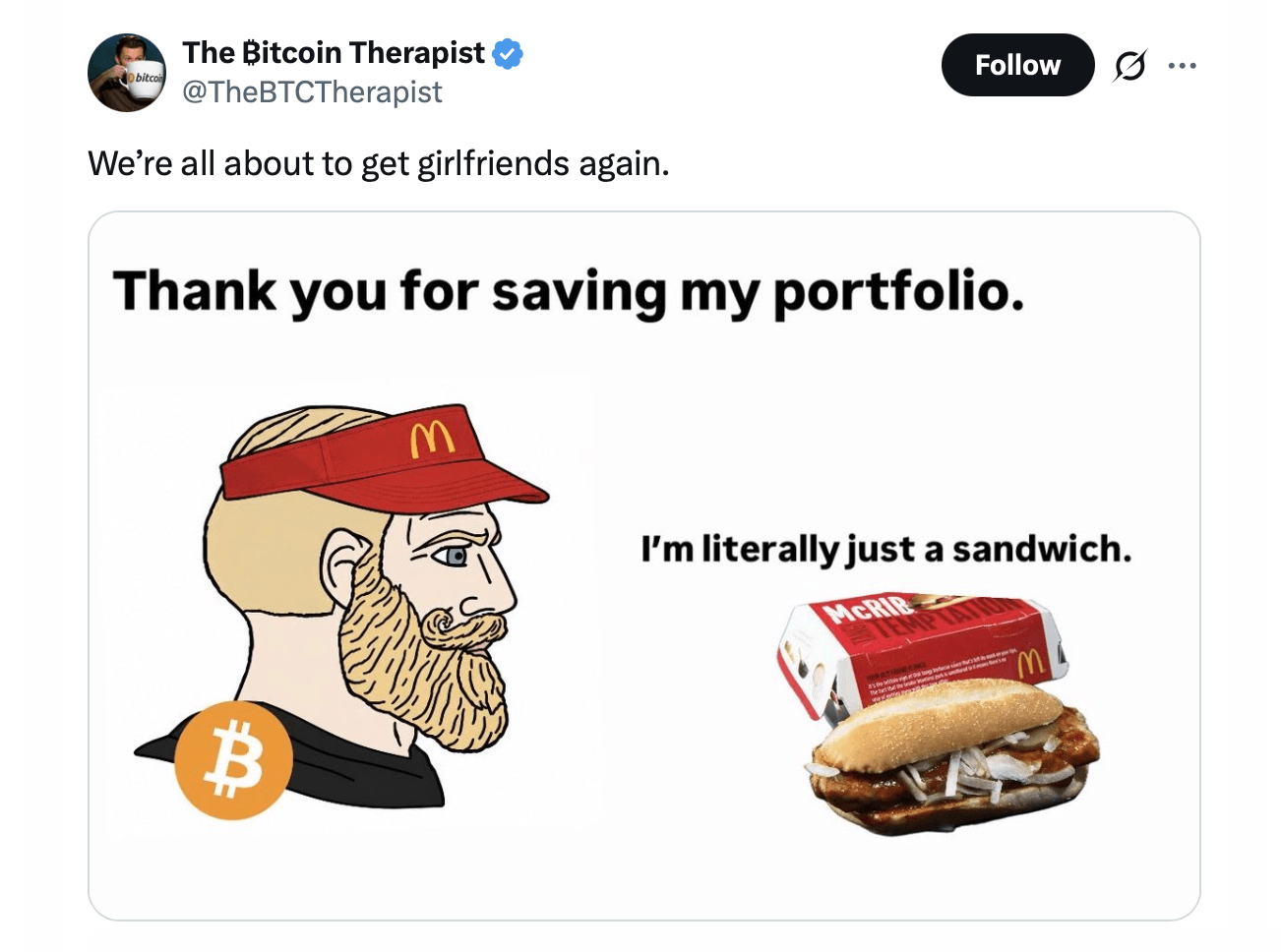 McRib Is Back, and Bitcoin's Weirdest Bullish Indicator Lives On