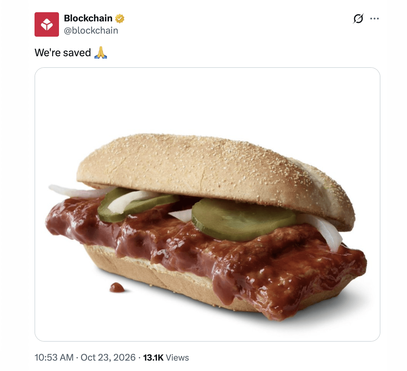 McRib Is Back, and Bitcoin's Weirdest Bullish Indicator Lives On