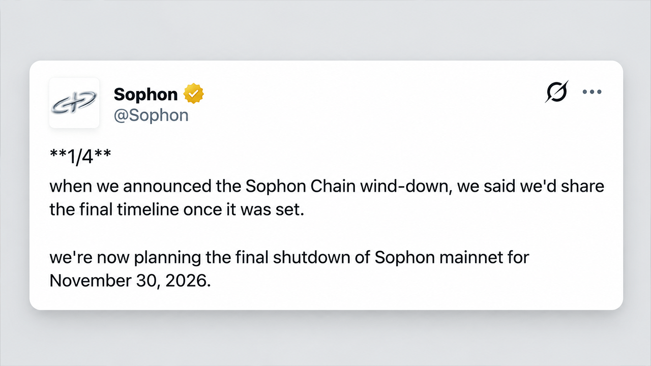 Sophon to Shut Down Ethereum Layer 2 Network by Nov. 30