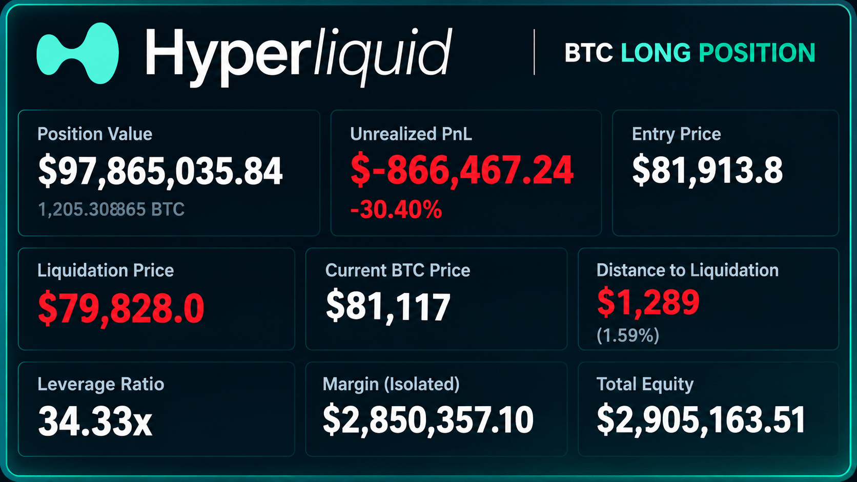 Hyperliquid's long position screenshot. 