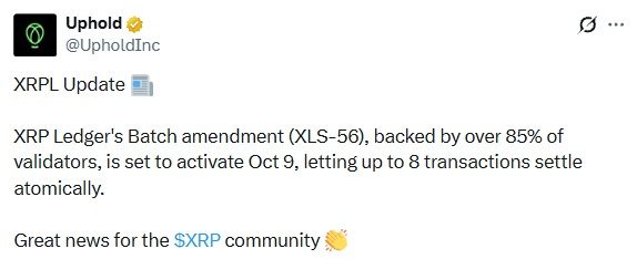 uphold XRPL update X post