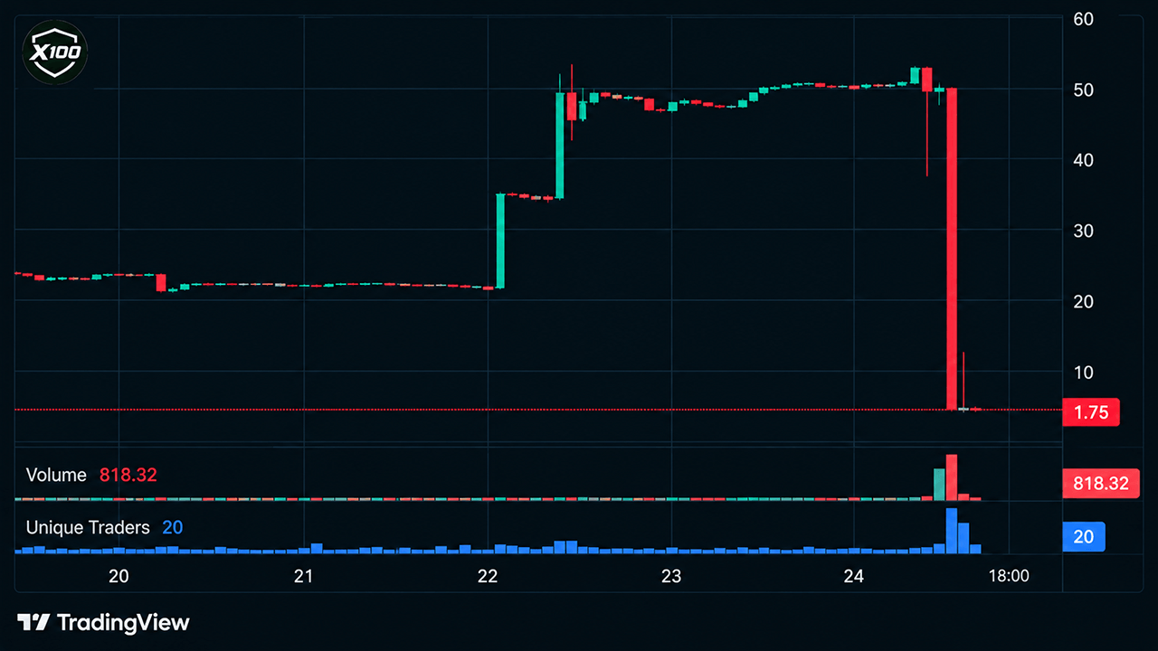 X 100 Global Loses $4.85 Million in Governance Attack; Token Crashes 96%